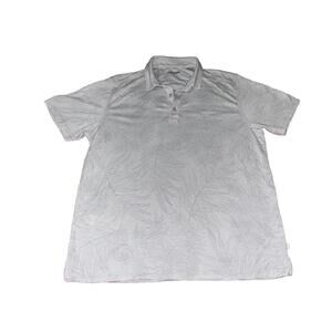 Mens Large Tommy Bahama Shirt Silver Gray Silk Hawaiian Floral Print Polo Camp